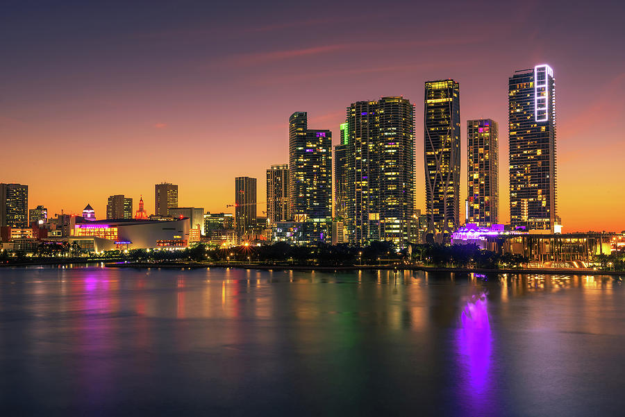 Miami skyline at night